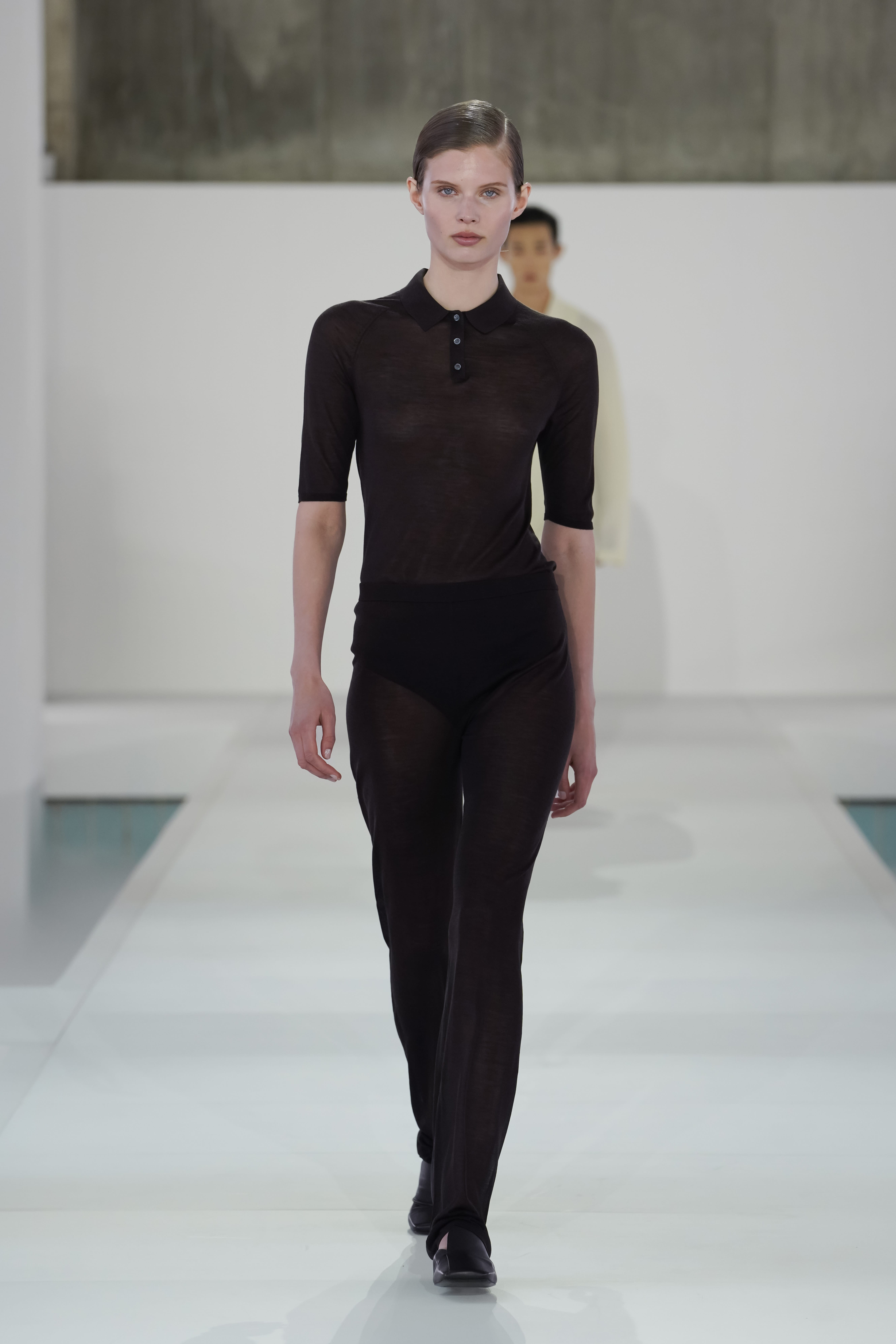 シアーニット シルクポロシャツ